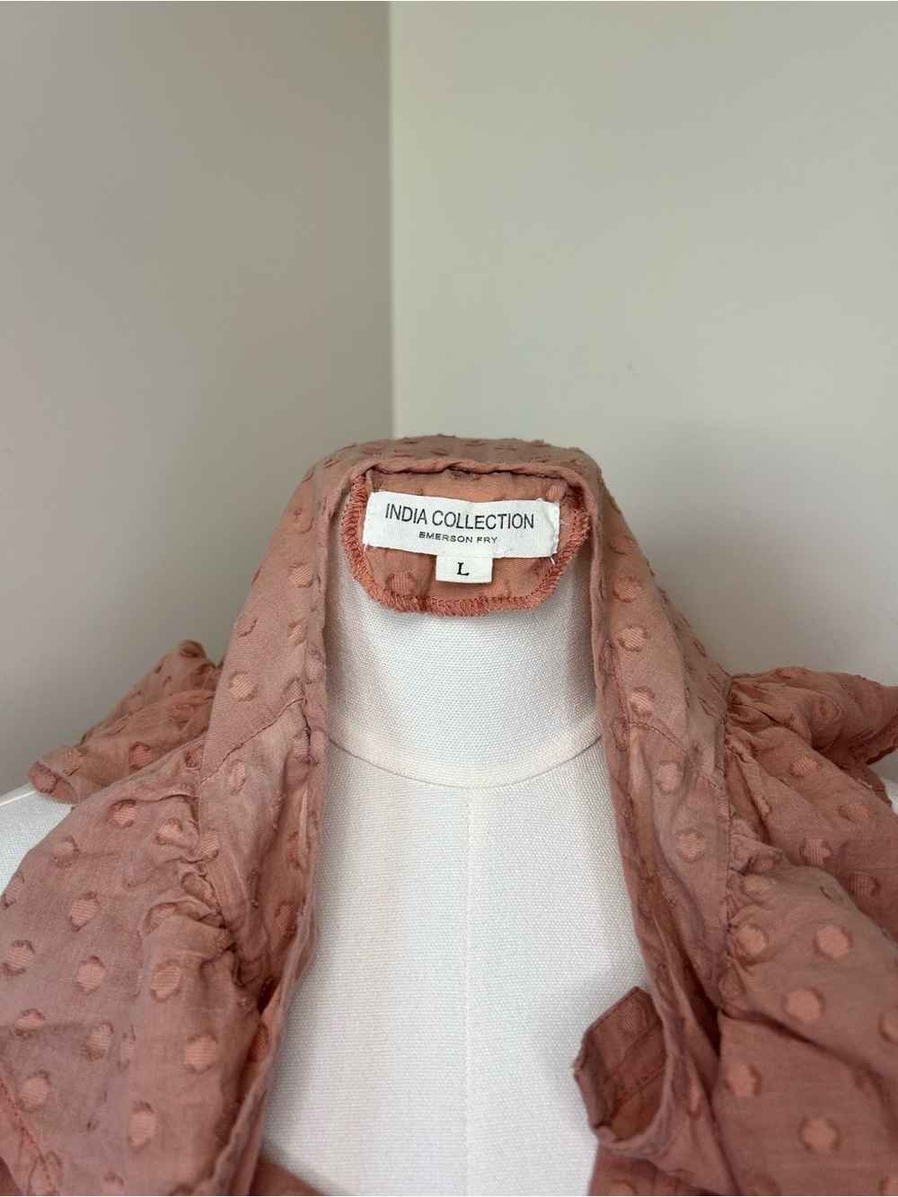 Emerson Fry India Collection Chandra Dress Pink Swiss Dot 100% Cotton Size L - Picture 8 of 13